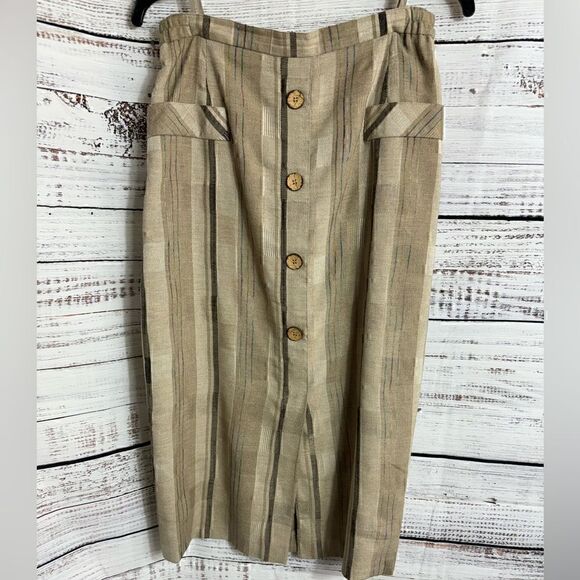 Vintage Eska Skirt Womens Size 40 vienna australia striped button up midi Woven - Picture 1 of 7